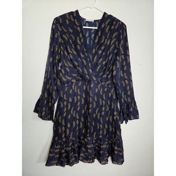 Sandro Milly Silk Dress Small EU 38 Navy Blue - Picture 2 of 16